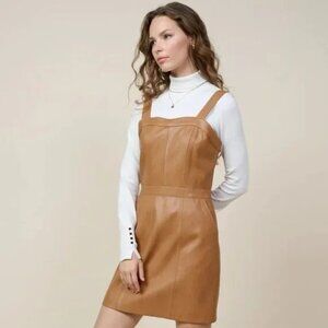 NWT Skies are Blue Faux Leather‎ Dress Sleeveless Camel Color Women's XS